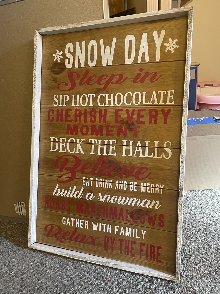 Large Rustic Christmas “Snow Day” Wooden Wall Sign