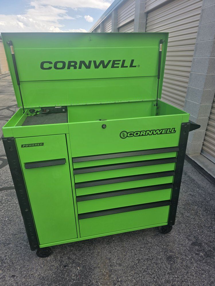Cornwell 476-07210130 Green Tool Chest Cabinet with Power Strip & Storage