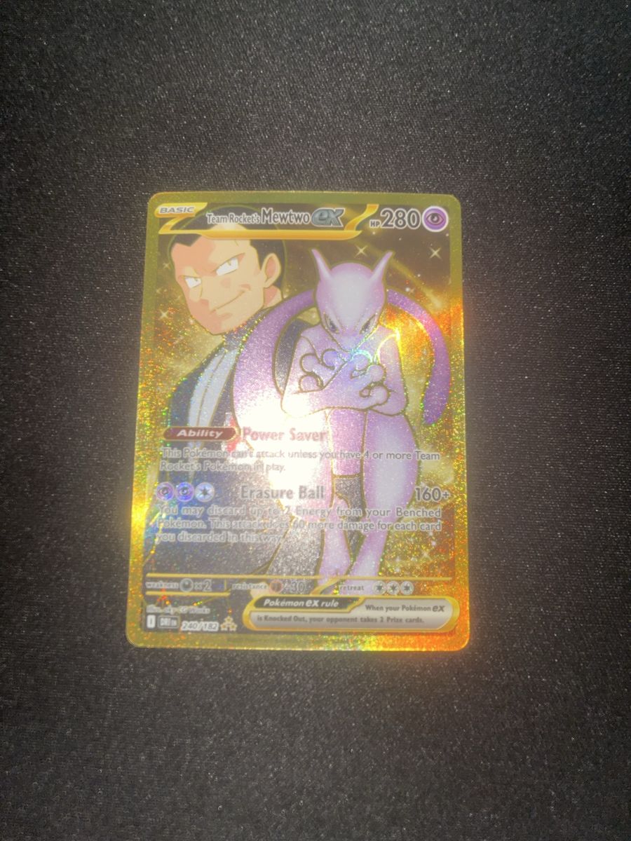 Team Rocket's Mewtwo EX 280 HP Pokemon Card - Gold Full Art