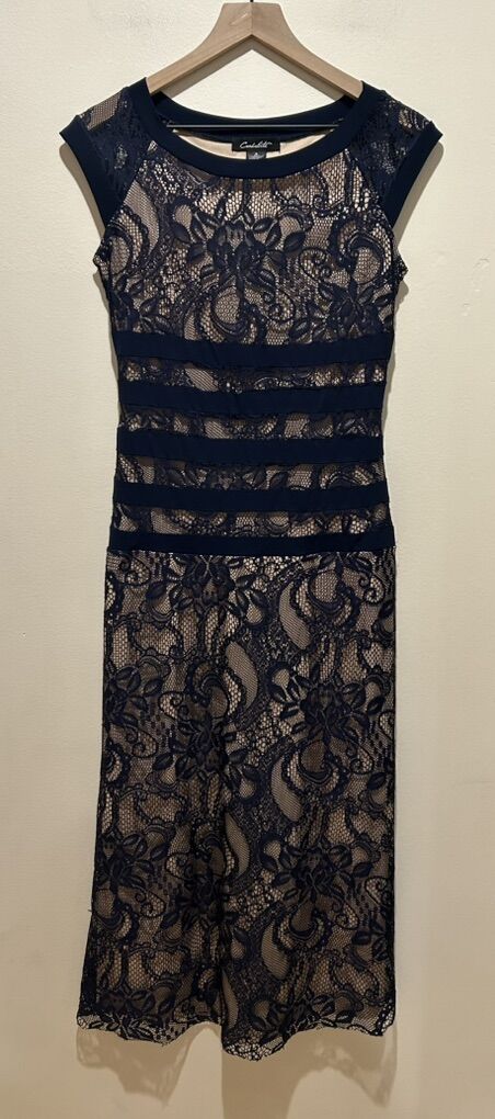 Candalite Navy Blue Lace Overlay Dress Size Small