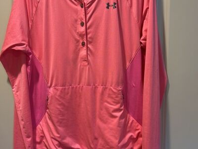Under Armour XL 1/4 Button Up Pink Hoodie HeatGear