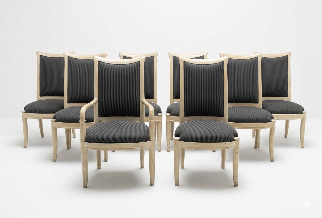 Set Of 8 Vintage High End Henredon Dining Chairs-Designer Maharam Upholstery