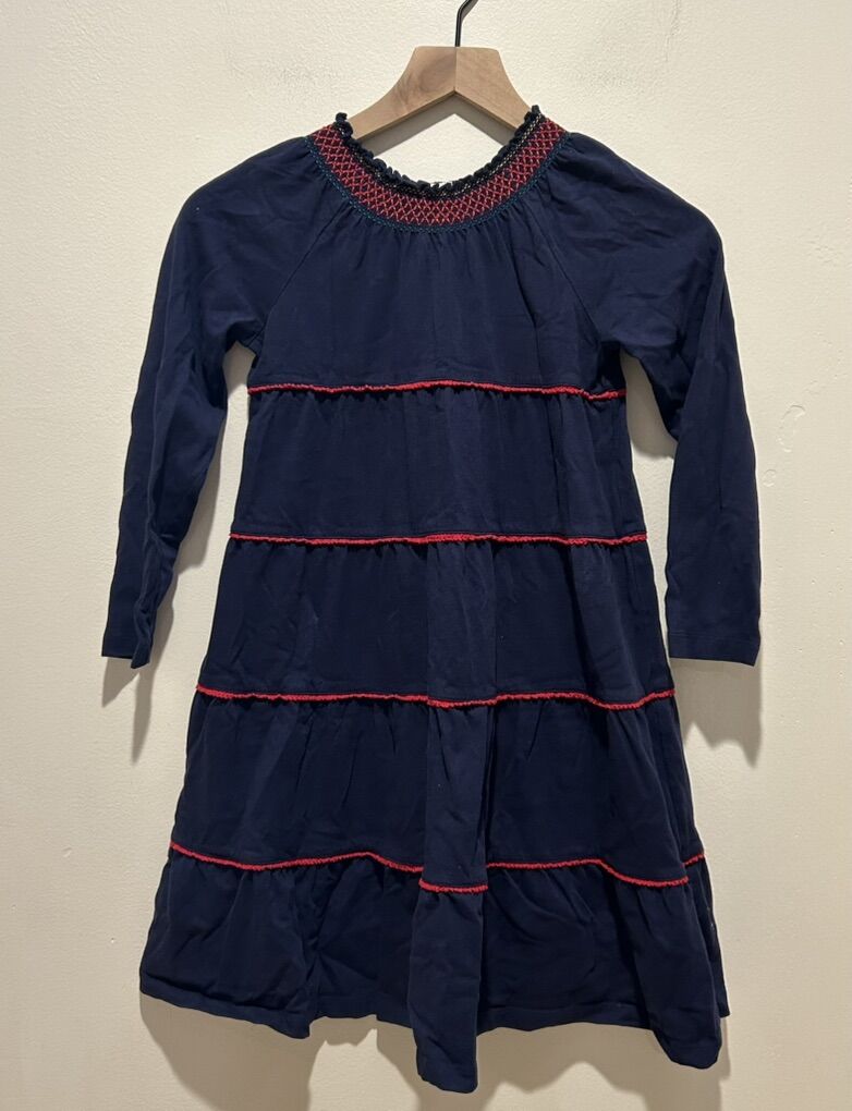 Hanna Andersson Navy Blue Tiered Dress Size 8