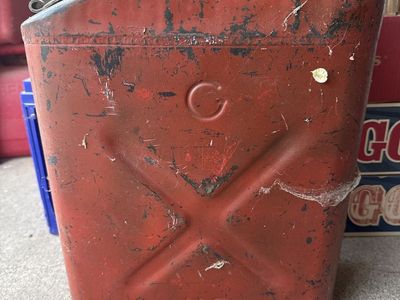 Vintage Military Style Red Metal Gas Can Fuel Jerry Can US Embossed Markings