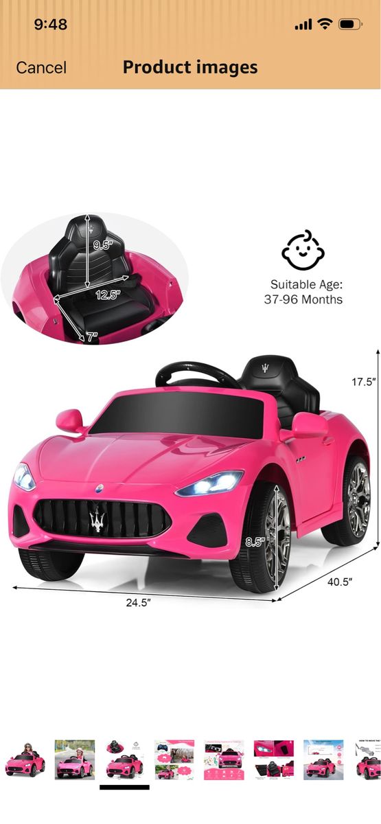 12v kids pink ride on car
