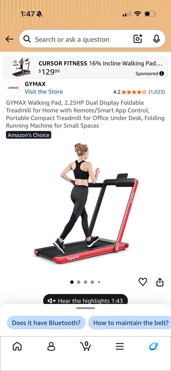 Lightweight Treadmill with Incline
