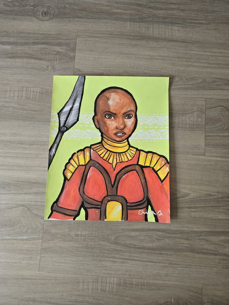 Handmade Black Panther Okoye Fan Art Painting