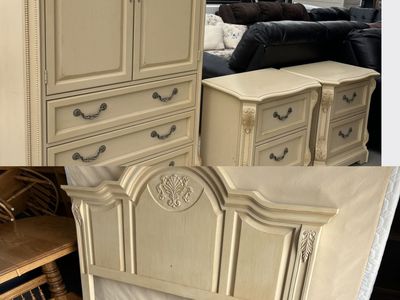 Matching armoire bed and nightstands