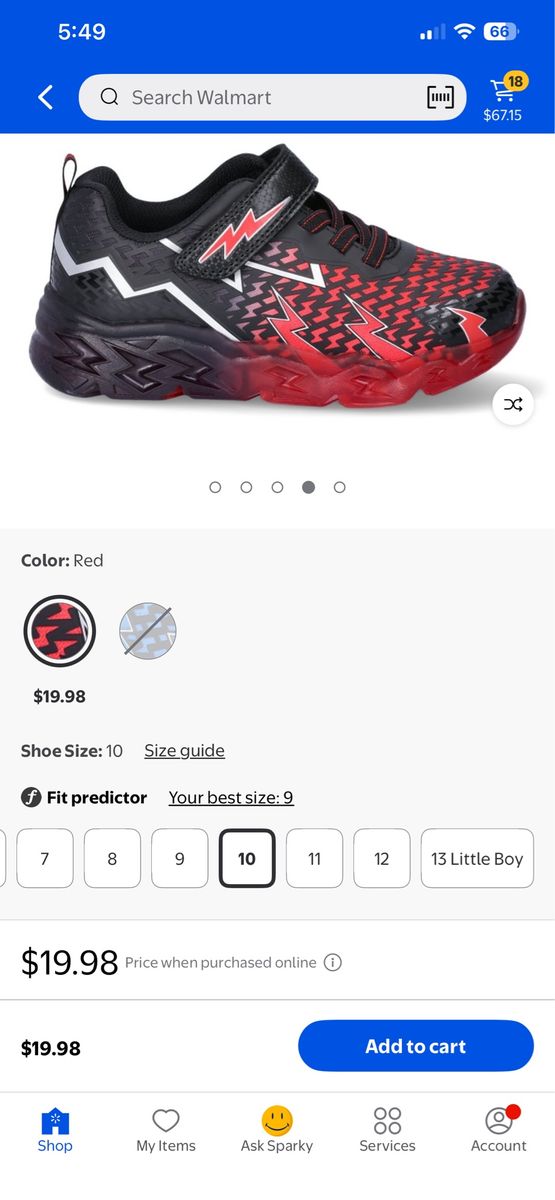 Little boys size 10 light up sneaker