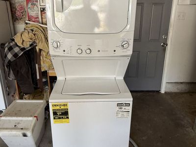 GE stackable washer and gas dryer