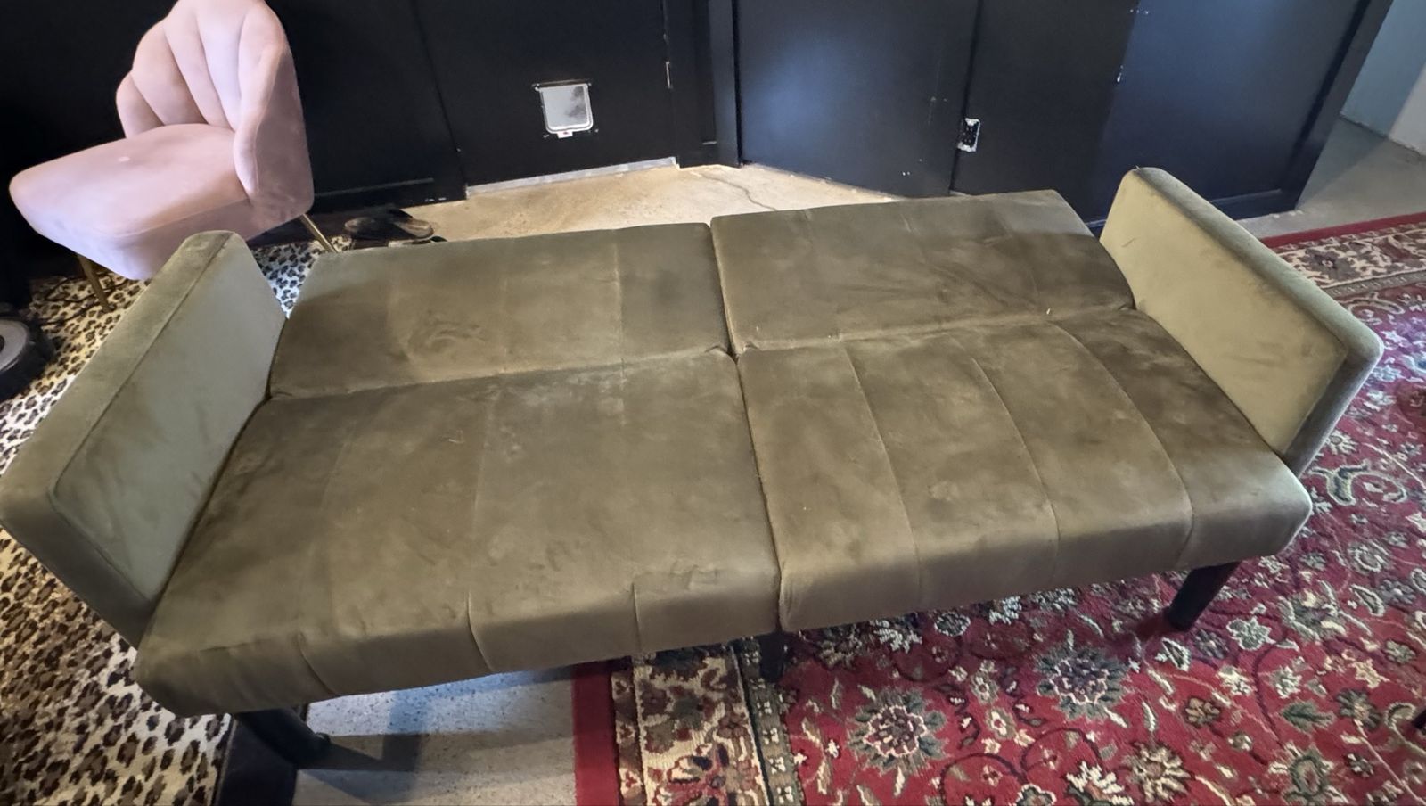 75.5” Convertible Sofa Bed Futon - Green Velvet, Modern Design