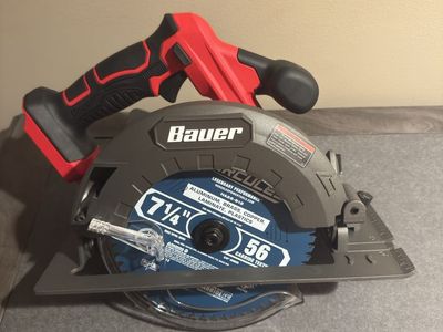 Bauer Cordless Brushless Circular Saw 7-1/4 inch with 56 Carbide Tooth Blade & Battery Charger