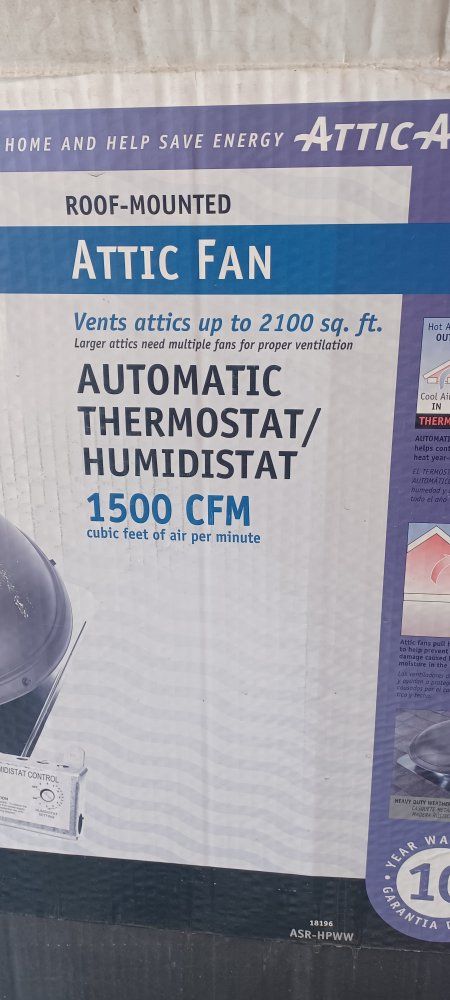 Air Vent Inc. ASR-HPWW Roof-Mounted Attic Fan, 1500 CFM, w/ Automatic Thermostat/Humidistat