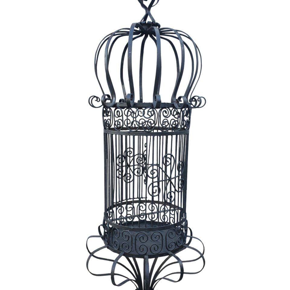 Vintage Wrought Iron Hanging Birdcage