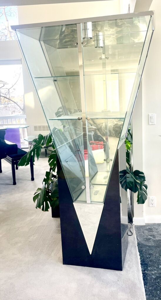 Modern Sculptural Glass Display Cabinet