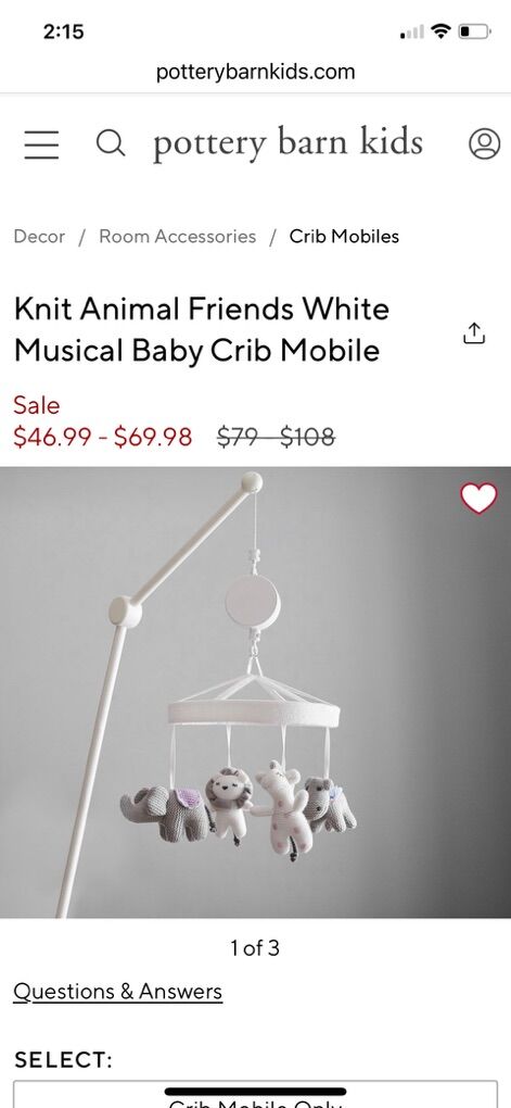 Pottery Barn Musical Baby CrIb Mobile