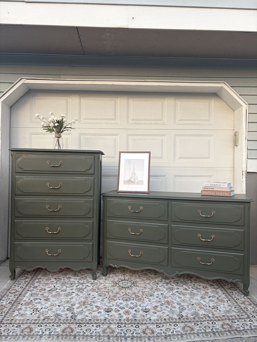 Refinished French Provincial Dresser Set