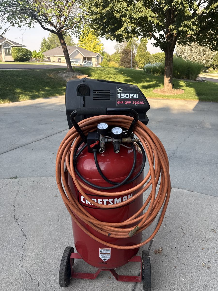 Craftsman made by Central Pneumatic 6HP 33-Gallon Air Compressor - 150 PSI Max, Oil-Free, 2HP Running