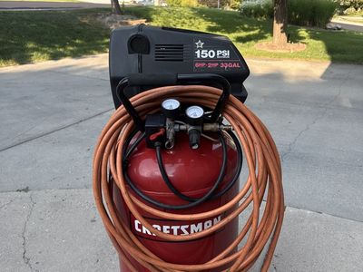 Craftsman made by Central Pneumatic 6HP 33-Gallon Air Compressor - 150 PSI Max, Oil-Free, 2HP Running