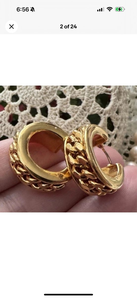 Michael Kors Gold-Tone Chain Link Hoop Earrings 1.25" - New with Tags, Retails $145