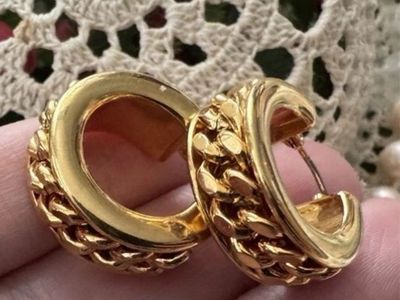 Michael Kors Gold-Tone Chain Link Hoop Earrings 1.25" - New with Tags, Retails $145