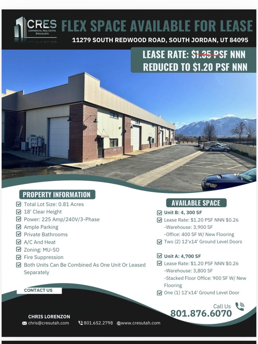 REDUCED!! FLEX SPACE AVAILABLE FOR LEASE