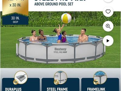 New Bestway Pro Steel Max 12ft Round Pool