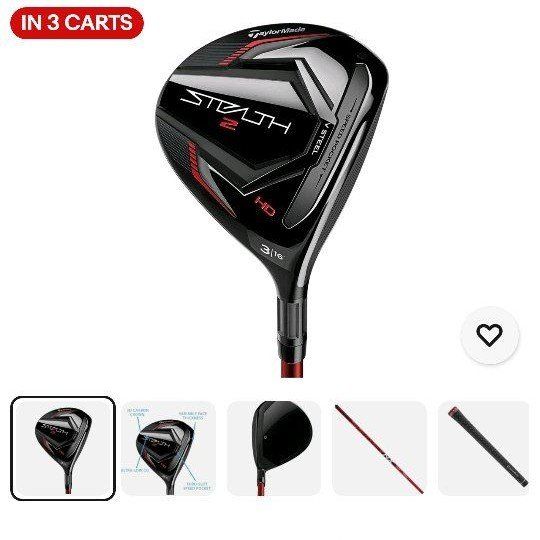 TaylorMade Stealth 2 HD 3 Fairway Wood 16° - With TaylorMade Adjustable loft Hosel Adapter 