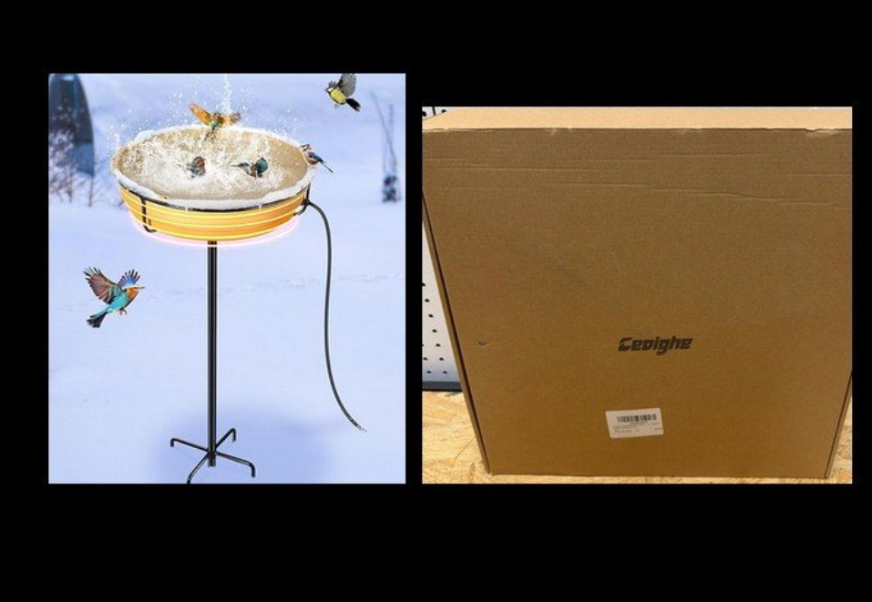 NEW Boxed Large Heated Bird Bath for Outside 75W Heated Thermostat Control with 5-Prong Metal Base