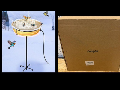 NEW Boxed Large Heated Bird Bath for Outside 75W Heated Thermostat Control with 5-Prong Metal Base