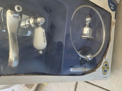 Glacier Bay Series 300 Bathroom Faucet & Accessory Set - Chrome/Ceramic Handles, New Open Box