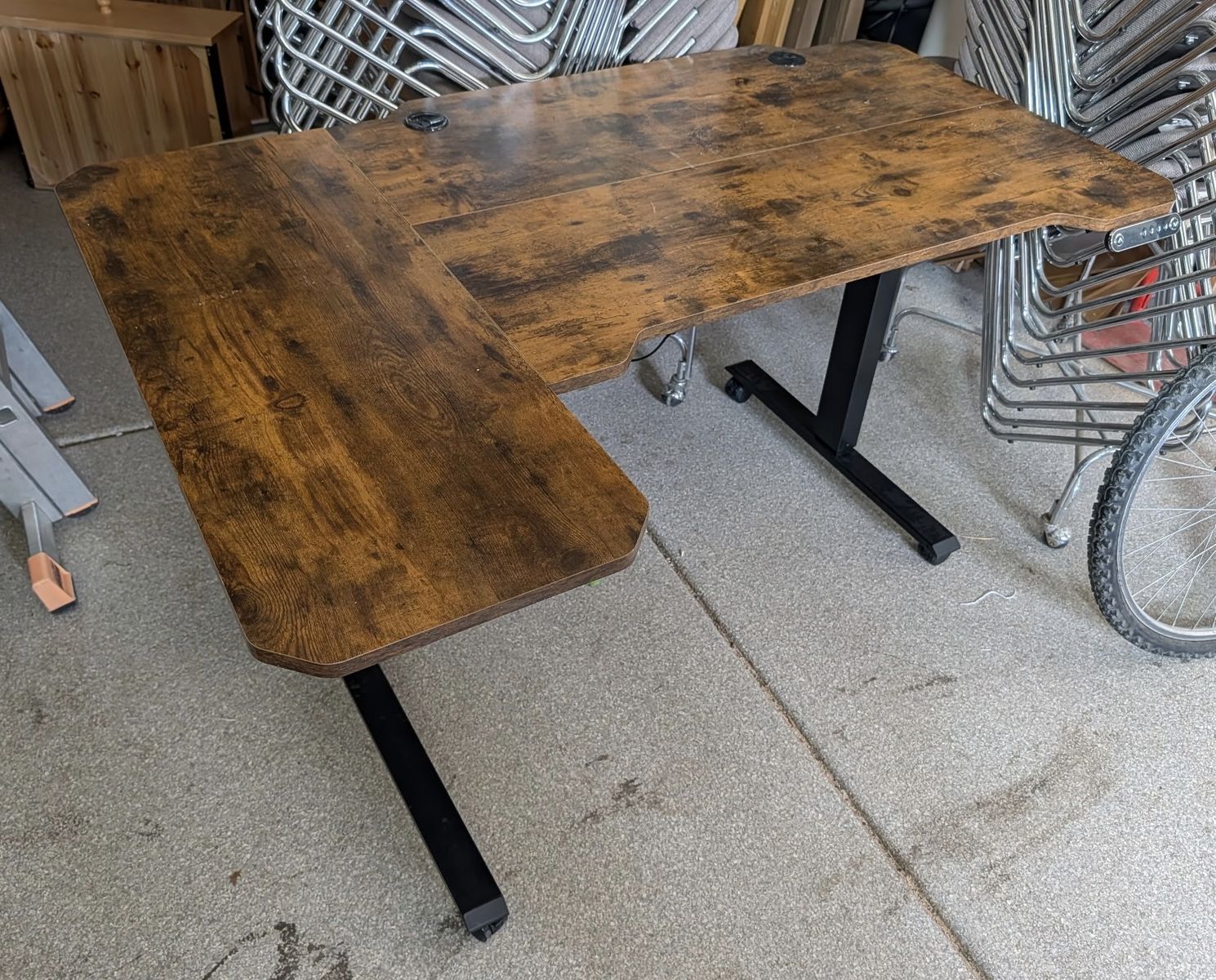 Electric L-Shaped Standing Desk w/ Memory Presets-$225
