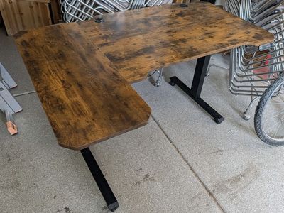 Electric L-Shaped Standing Desk w/ Memory Presets-$225