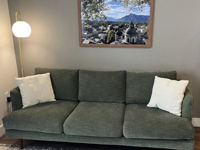 Mid Century Green Sofa Couch (84”)