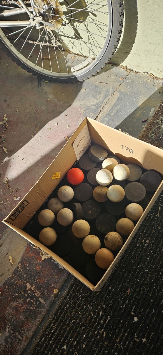 Hockey pucks and lacrosse balls