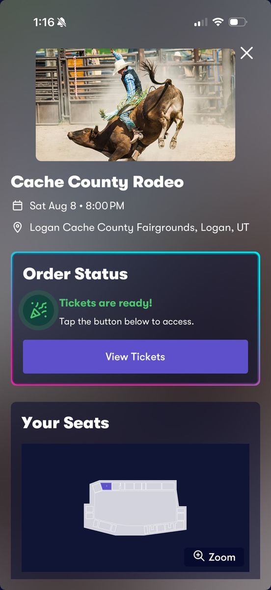 Cache County Rodeo Tickets - Sat Aug 8 - Section 2 Row A (Quantity 3)