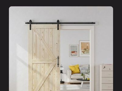 Solid Wood Paneled Barn Door with Installation Hardware Kit