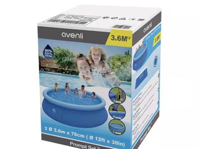 Avenli Prompt Set 12ft x 30in Inflatable Family Swimming Pool - Blue, Above Ground - New!