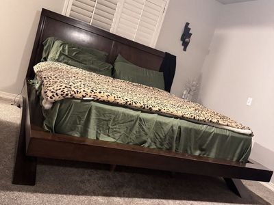 Dark Wood Platform Bed Frame - King Size