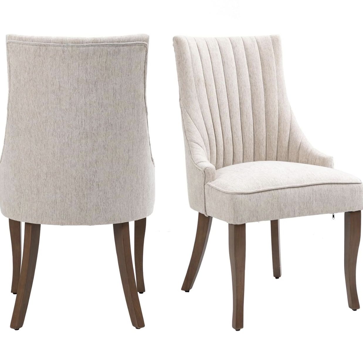 Brand new Modern Upholstered Beige Dining Accent Chair with Tufted Back & Wood Legs