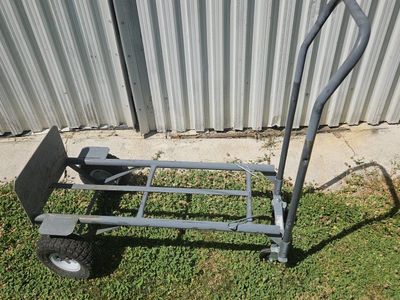 Heavy-Duty Steel Convertible Hand Truck Dolly Cart - 2-in-1 Upright & Flatbed Utility, needs 2 rubber tires. Tubes look good.