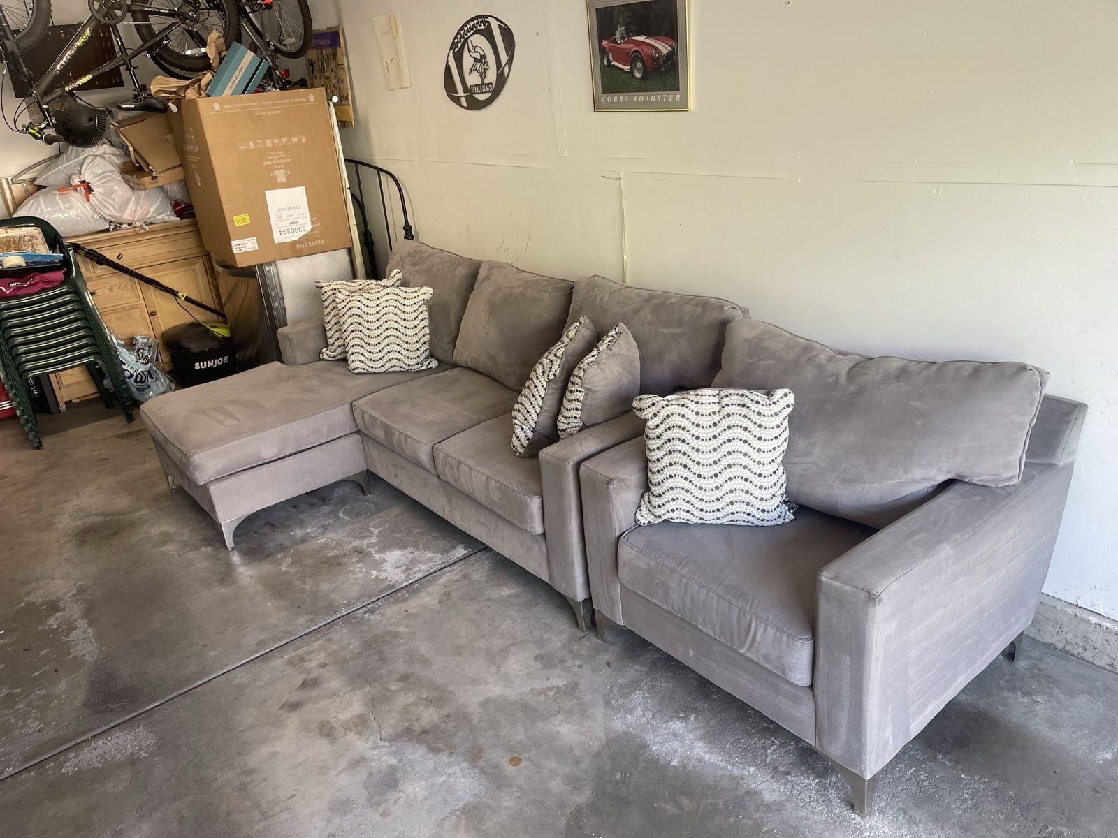 Clean microfiber couch and large chair
