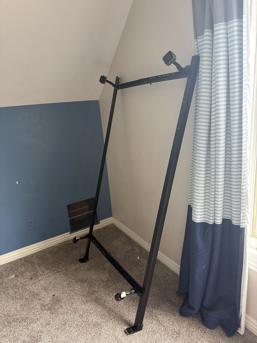 Black Metal Adjustable Bed Frame for Mattress, Twin
