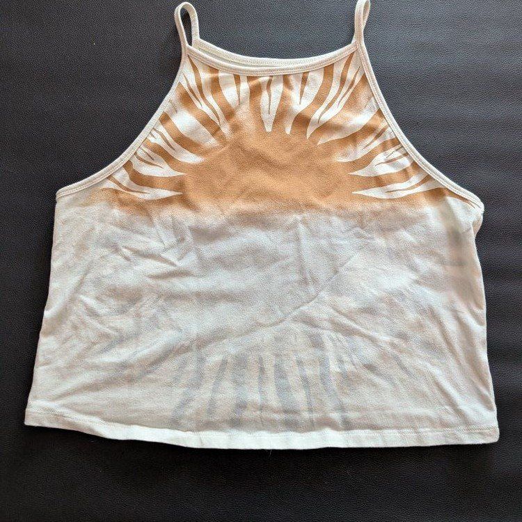 TORRID Women's Plus Size 2 Zebra Print High Neck Crop Top Tank Bleached White Tan