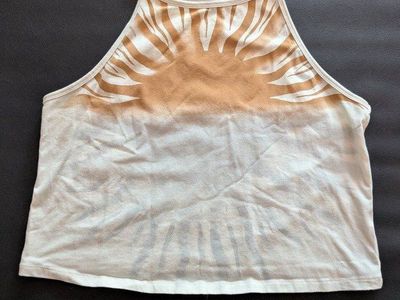 TORRID Women's Plus Size 2 Zebra Print High Neck Crop Top Tank Bleached White Tan