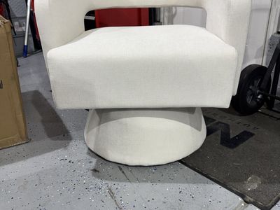 Brand new Modern Beige Upholstered Barrel Swivel Accent Chair