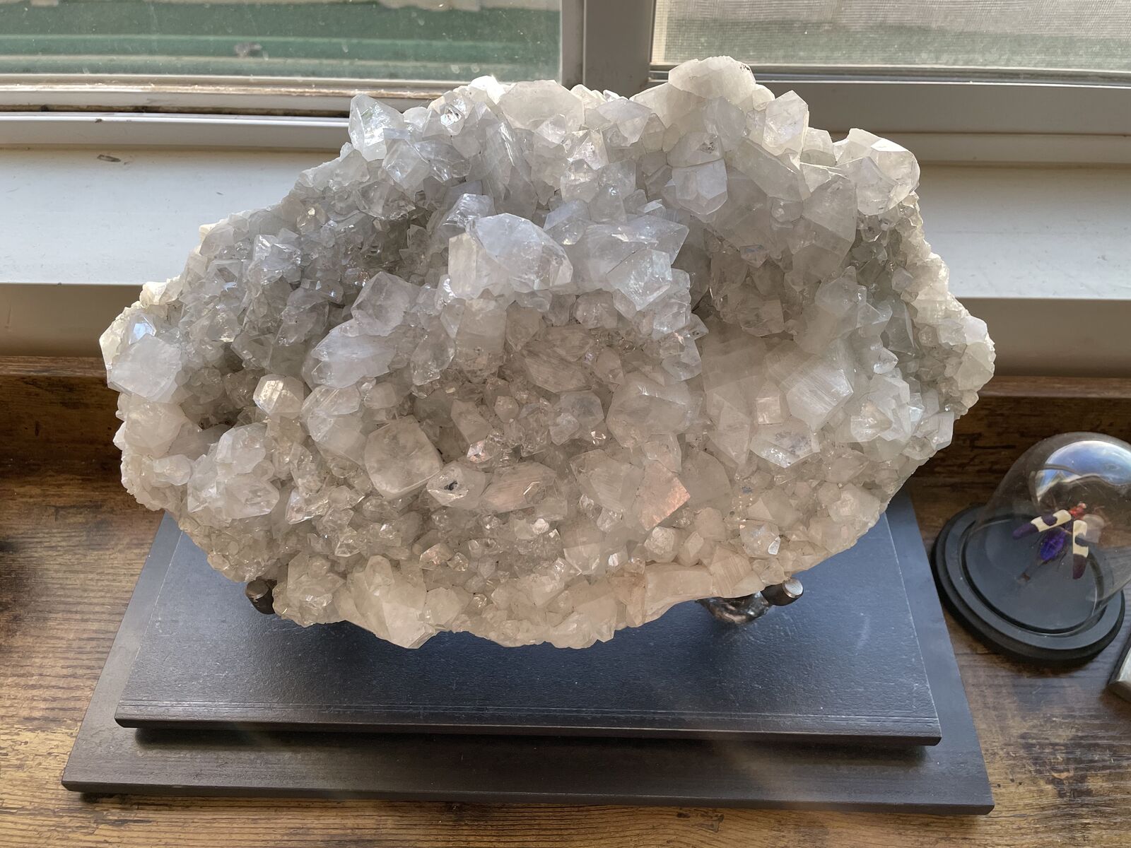 Large Apophyllite Crystal Mineral Specimen on Custom Display Stand