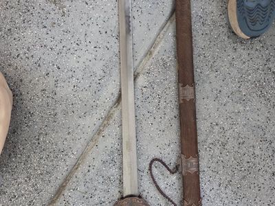 Vintage Chinese Jian Sword with Ornate Hilt and Sheath - Decorative Piece