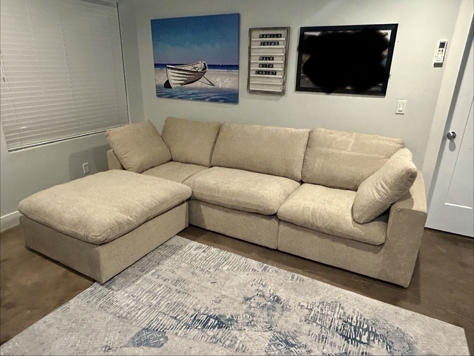 New Khaki Modular Cloud Sectional Sofa with Storage Ottoman