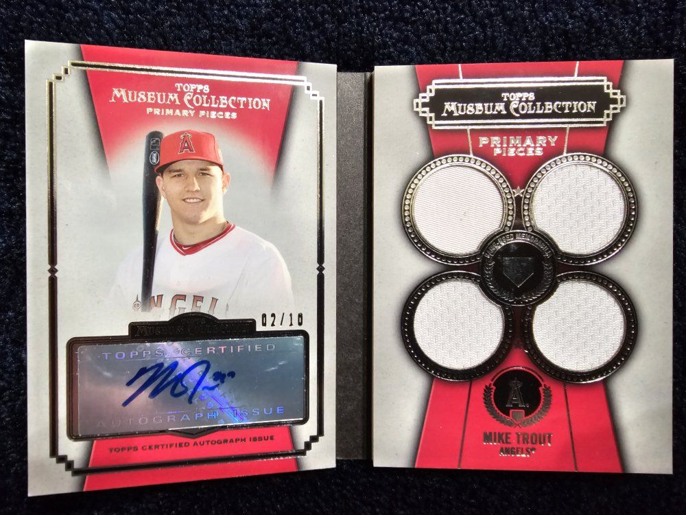 Mike trout signed numbered /10 quad patch